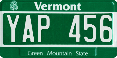 VT license plate YAP456