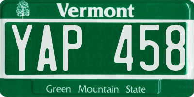 VT license plate YAP458
