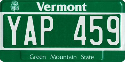 VT license plate YAP459