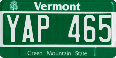 VT license plate YAP465