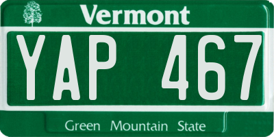 VT license plate YAP467