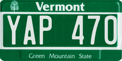 VT license plate YAP470