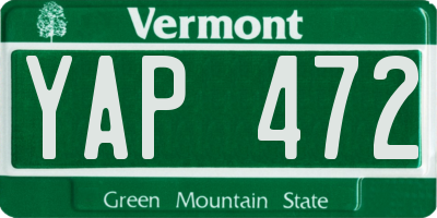 VT license plate YAP472