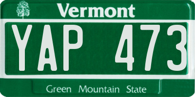 VT license plate YAP473