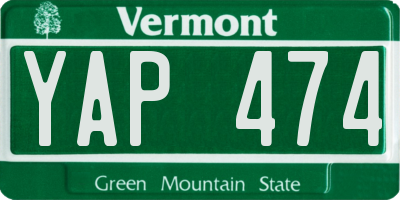 VT license plate YAP474