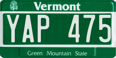 VT license plate YAP475