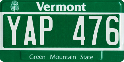 VT license plate YAP476