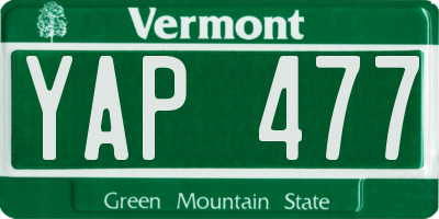 VT license plate YAP477