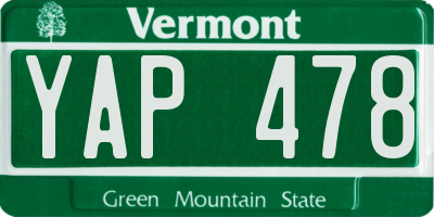 VT license plate YAP478
