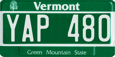 VT license plate YAP480