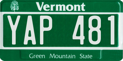 VT license plate YAP481