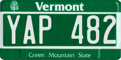 VT license plate YAP482