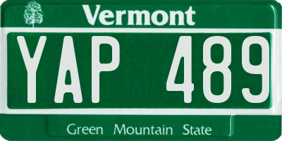 VT license plate YAP489