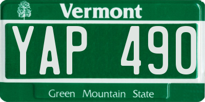 VT license plate YAP490