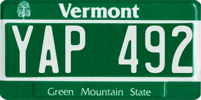 VT license plate YAP492