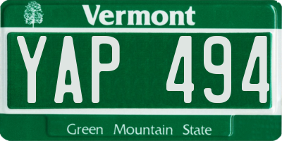 VT license plate YAP494