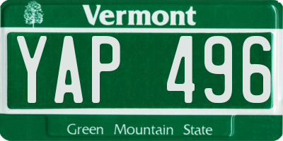 VT license plate YAP496