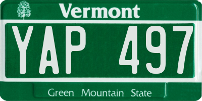 VT license plate YAP497