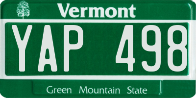 VT license plate YAP498