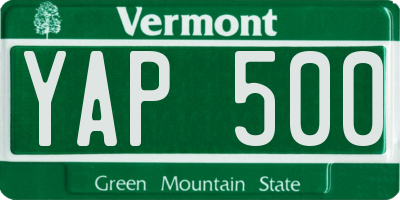 VT license plate YAP500