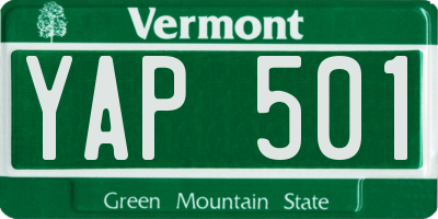 VT license plate YAP501