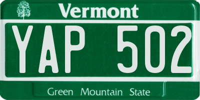 VT license plate YAP502