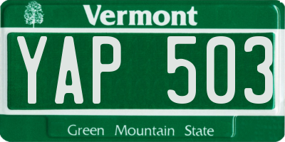VT license plate YAP503