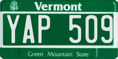 VT license plate YAP509