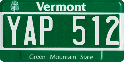 VT license plate YAP512