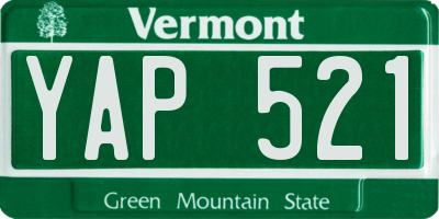 VT license plate YAP521