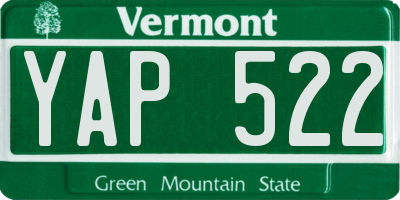 VT license plate YAP522