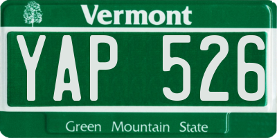 VT license plate YAP526