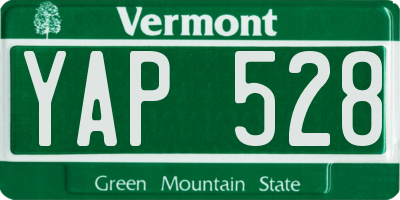 VT license plate YAP528