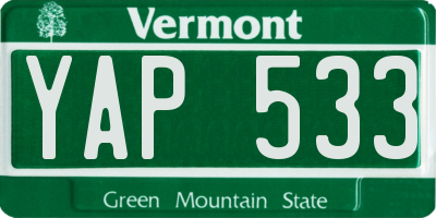 VT license plate YAP533