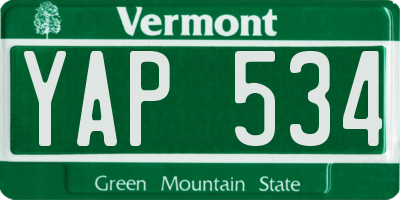 VT license plate YAP534