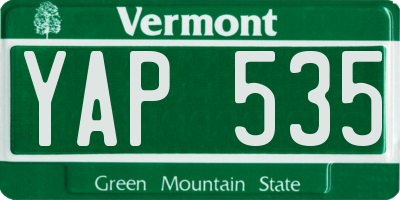 VT license plate YAP535
