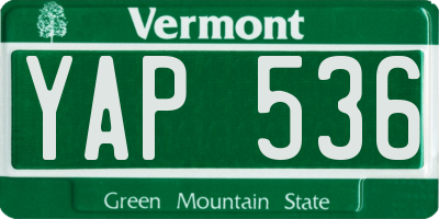 VT license plate YAP536
