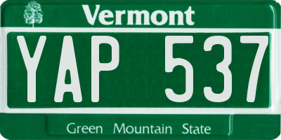 VT license plate YAP537
