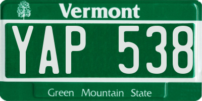 VT license plate YAP538