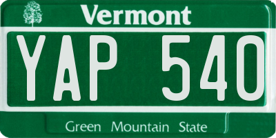 VT license plate YAP540