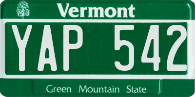 VT license plate YAP542
