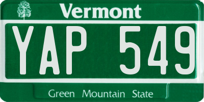 VT license plate YAP549