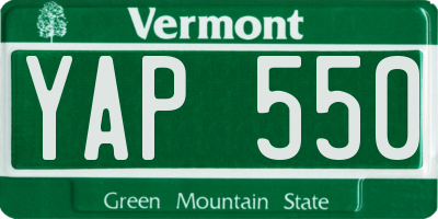 VT license plate YAP550