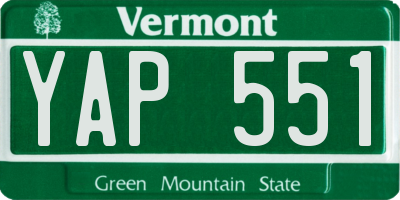 VT license plate YAP551