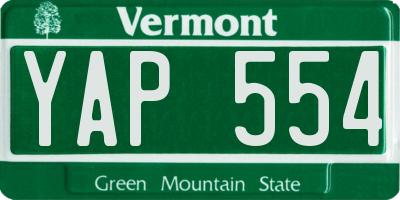 VT license plate YAP554