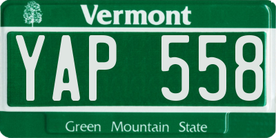 VT license plate YAP558
