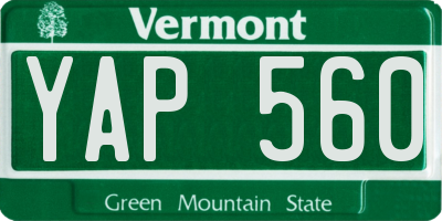 VT license plate YAP560