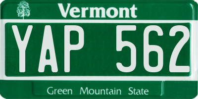 VT license plate YAP562