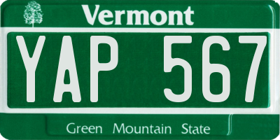 VT license plate YAP567