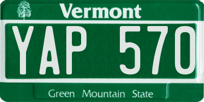 VT license plate YAP570